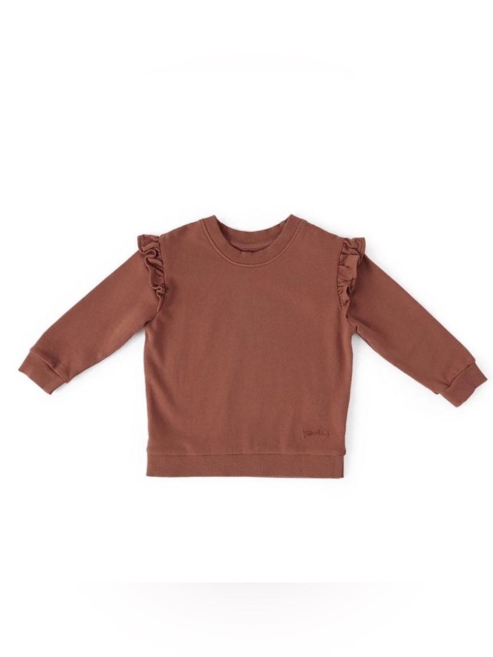 Pehr 100% Organic Cotton Girls Ruffle-Shoulder Sweatshirt 2T